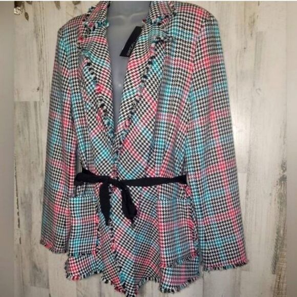 Marc Cain Houndstooth Raw Hem  Blazer STATEMENT PIECE - Picture 3 of 12